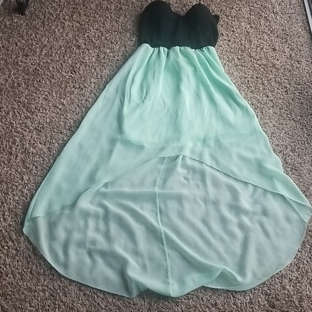 High Low Strapless Easter Green Dress.